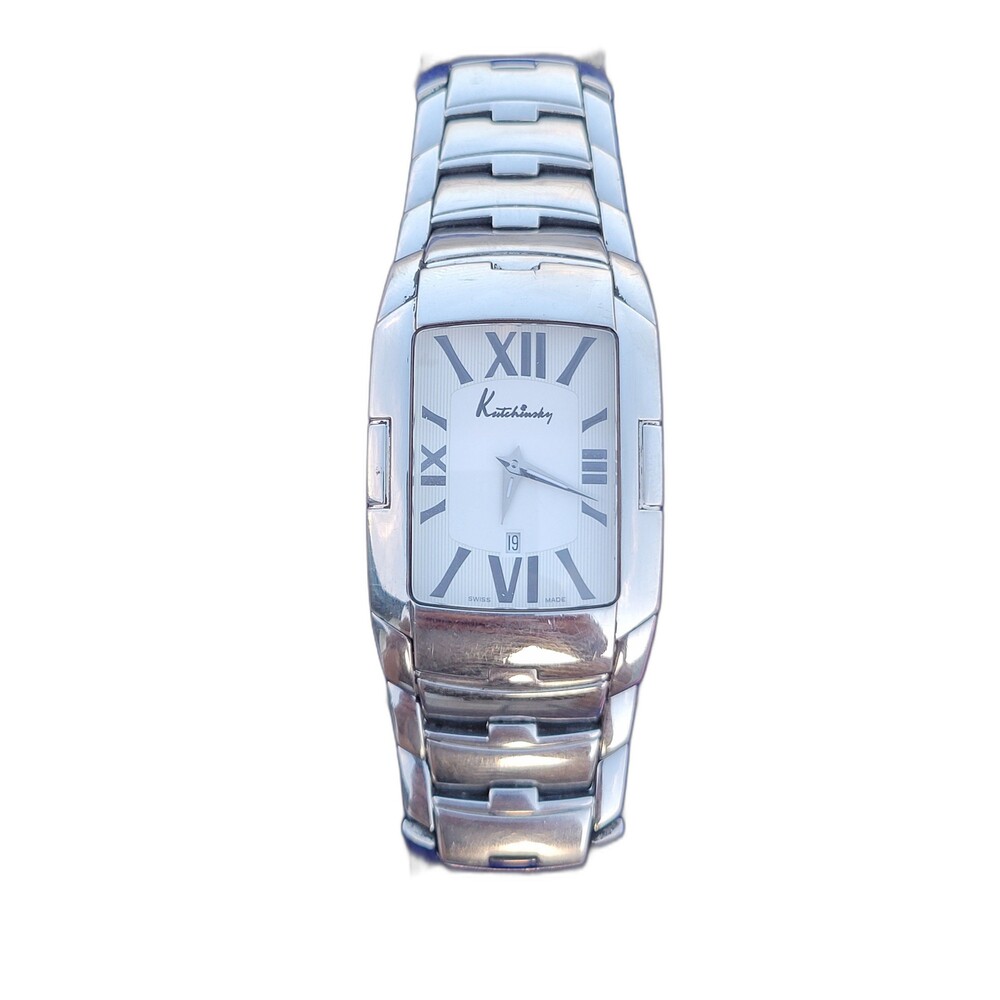 Kutchinsky Swiss Made Rectangle Tank Watch Roman Numerals Quiet Luxury Steel